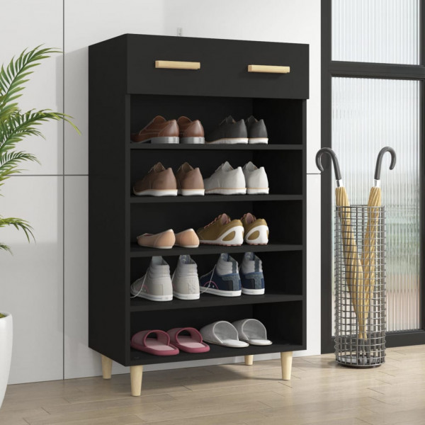 Mobiliário de calçado de madeira contraplacada preta 60x35x105 cm D