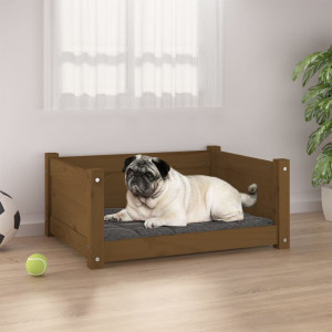 Cama de cão madeira maciça pinheiro marrom mel 65.5x50.5x28 cm D