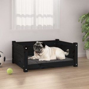 Cama para cães madeira maciça de pinho preto 65.5x50.5x28 cm D