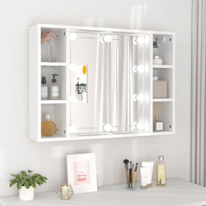 Mueble con espejo y LED blanco 76x15x55 cm D