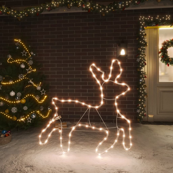 Figura de rena de Natal com 72 LEDs brancos quentes 57x55x4,5 cm D