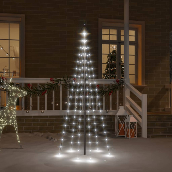 Árvore de Natal na bandeira 108 LED branco frio 180cm D