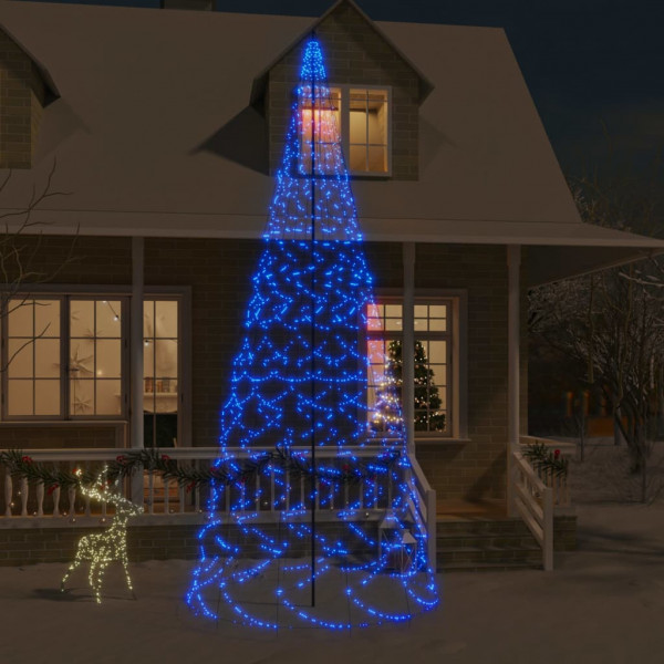 Árbol de Navidad en asta de bandera 1400 LED azul 500 cm D