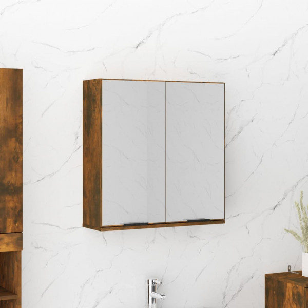 Armario de baño con espejo color roble ahumado 64x20x67 cm D