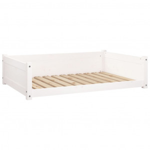 Cama para cães 105.5x75.5x28 cm madeira de pinho maciça branco H