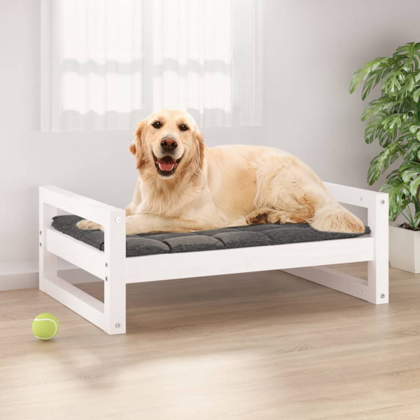 Cama para cachorro em madeira maciça de pinho branco 75,5x55,5x28 cm D