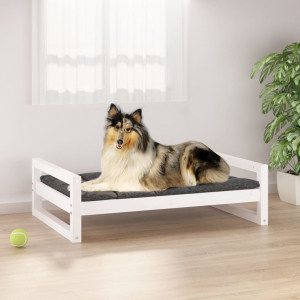 Cama para perros madera maciza de pino blanco 95.5x65.5x28 cm D