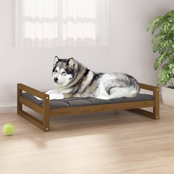 Cama para cachorro em madeira de pinho marrom mel 105,5x75,5x28 cm D