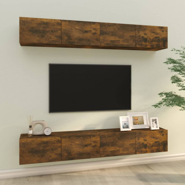 Muebles de TV 4 piezas roble ahumado 100x30x30 cm D