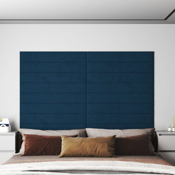 Paneles de pared 12 uds terciopelo azul 90x15 cm 1.62 m² D