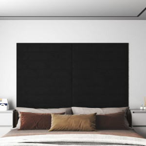 Paneles de pared 12 uds terciopelo negro 90x15 cm 1.62 m² D