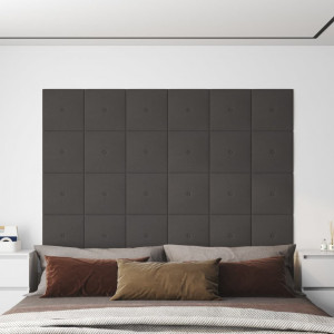 Paneles de pared 12 uds tela gris oscuro 30x30 cm 1.08 m² D