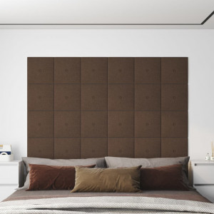 Paneles de pared 12 uds tela marrón 30x30 cm 1.08 m² D