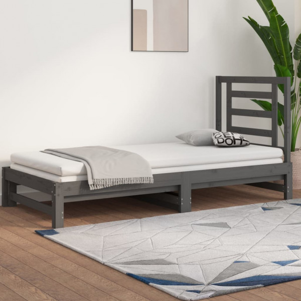 Sofá cama removível madeira maciça de pinho cinza 2x(90x190) cm D