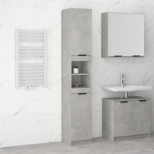 Armário de banheiro em compensado cinza concreto 32x34x188,5 cm D