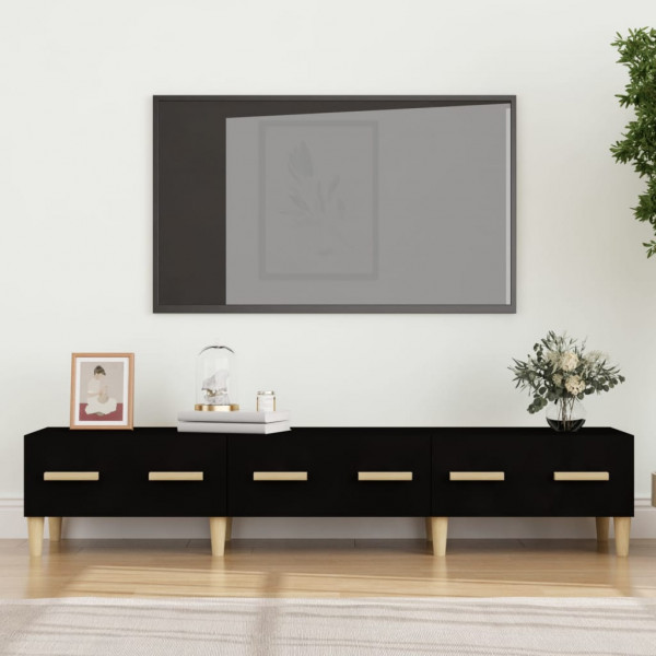 Mueble de TV madera contrachapada negro 150x34.5x30 cm D