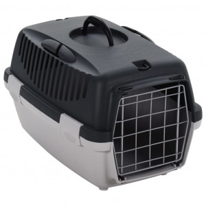 Transportadora para animais de estimação em PP cinza e preto 48x32x31 cm D