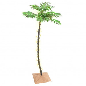 Palmera artificial con 88 LED blanco cálido 150 cm D