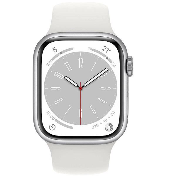 Apple Watch Serie 8 45mm aluminio plata sport band blanco D