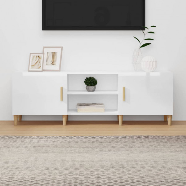 Mueble TV madera contrachapada blanco brillante 150x30x50 cm D