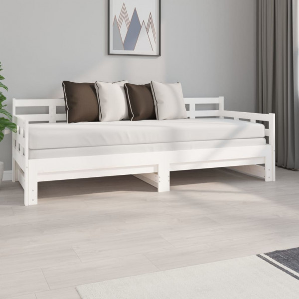 Sofá-cama removível em madeira maciça de pinho branco 2x(80x200) cm D