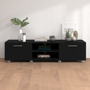 Mesa TV Salon,Mueble de TV hierro y madera contrachapada negro 105x30x45 cm  -CD44095