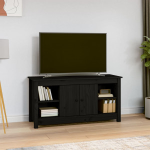 Mueble de TV de madera maciza de pino negro 103x36.5x52 cm D