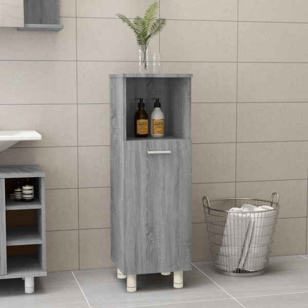 Armario de baño madera contrachapada gris Sonoma 30x30x95 cm D