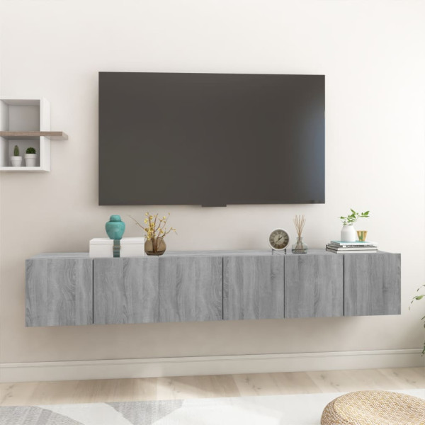 Muebles para TV colgantes 3 uds madera gris Sonoma 60x30x30 cm D