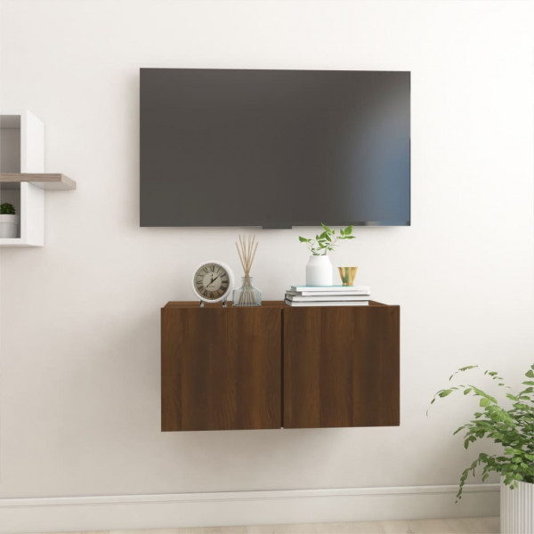 Mueble TV colgante madera contrachapada marrón roble 60x30x30cm D
