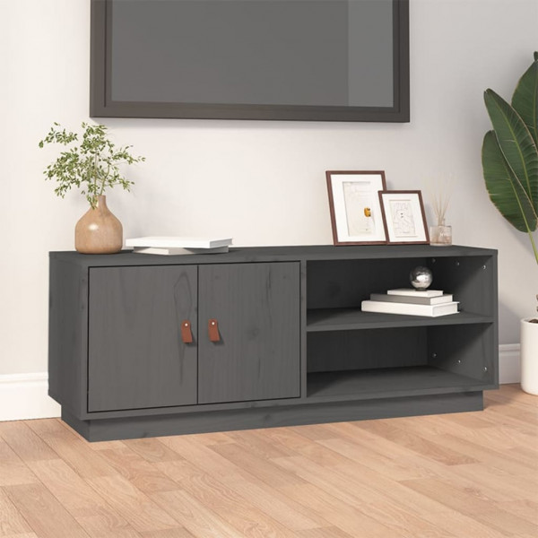 Mueble de TV de madera maciza de pino gris 105x34x40 cm D