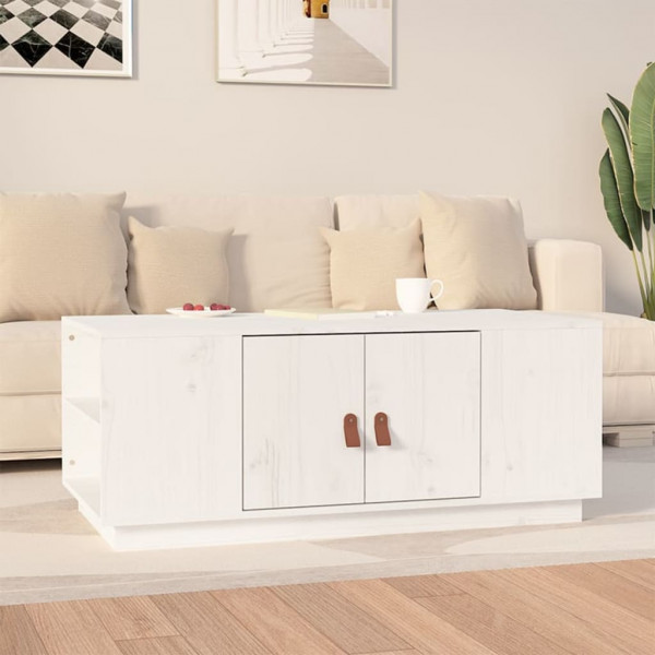Mesa de centro em madeira maciça de pinho branco 100x50x41 cm D