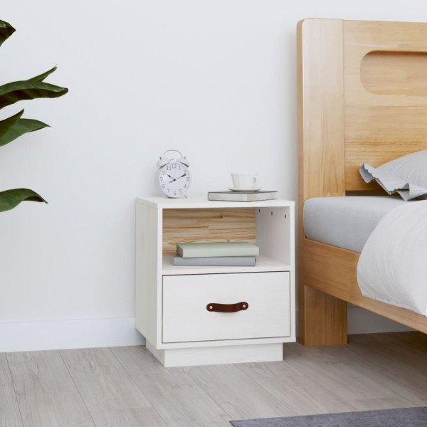 Mesa de cabeceira em madeira maciça de pinho branco 40x34x45 cm D
