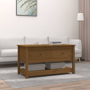 Mesa de centro madera maciza de pino marrón miel 102x49x55 cm D