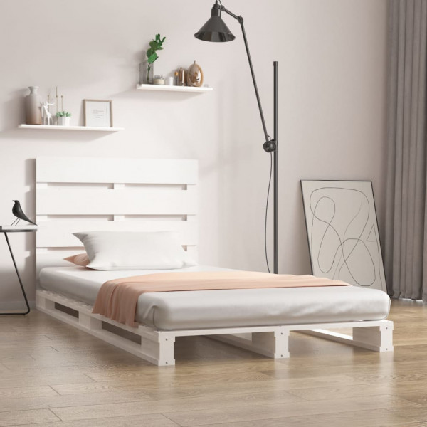 Estrutura de cama madeira maciça pinho branco 75x190 cm D