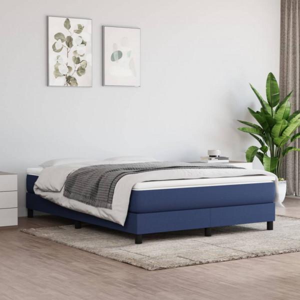 Estrutura de cama box spring tecido azul 140x200 cm D