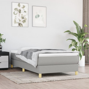 Estructura de cama box spring tela gris claro 80x200 cm D