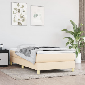 Estructura de cama box spring tela color crema 80x200 cm D