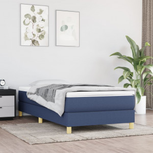 Estructura de cama box spring tela azul 80x200 cm D