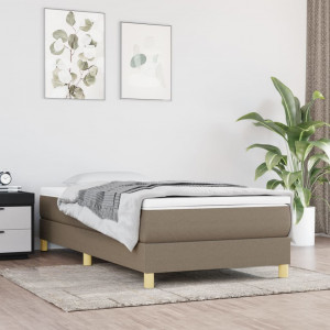 Estructura de cama box spring tela gris taupe 90x200 cm D