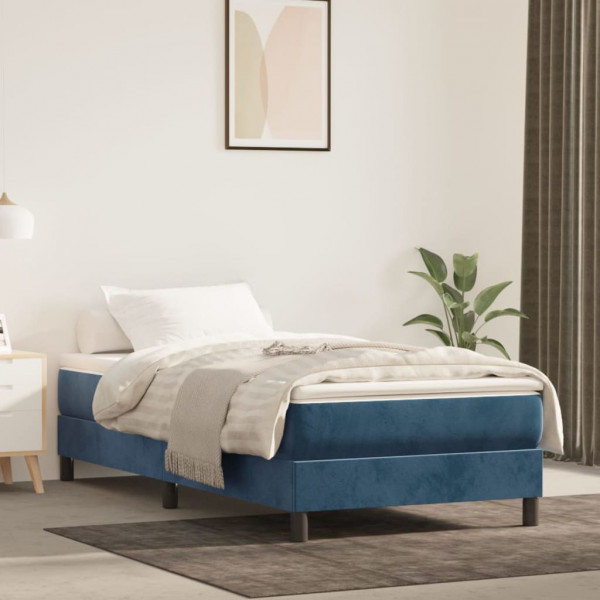 Estructura de cama box spring terciopelo azul oscuro 90x200 cm D