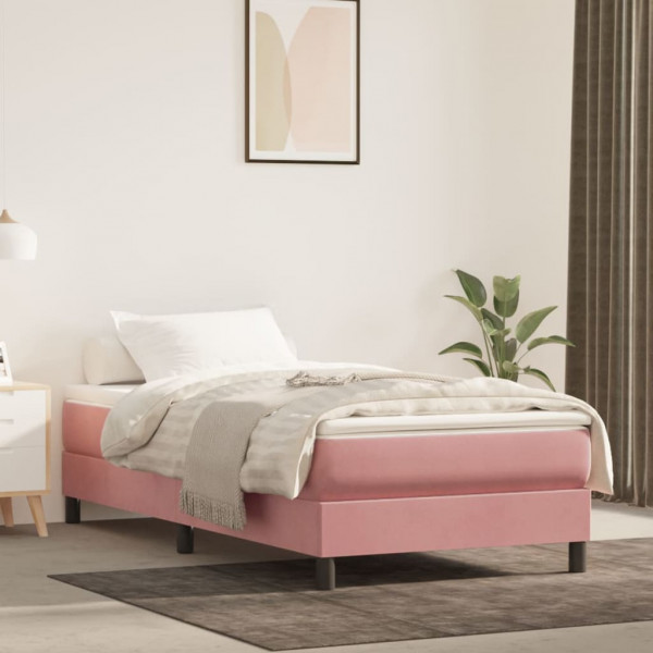 Estrutura da cama box spring veludo rosa 100x200 cm D