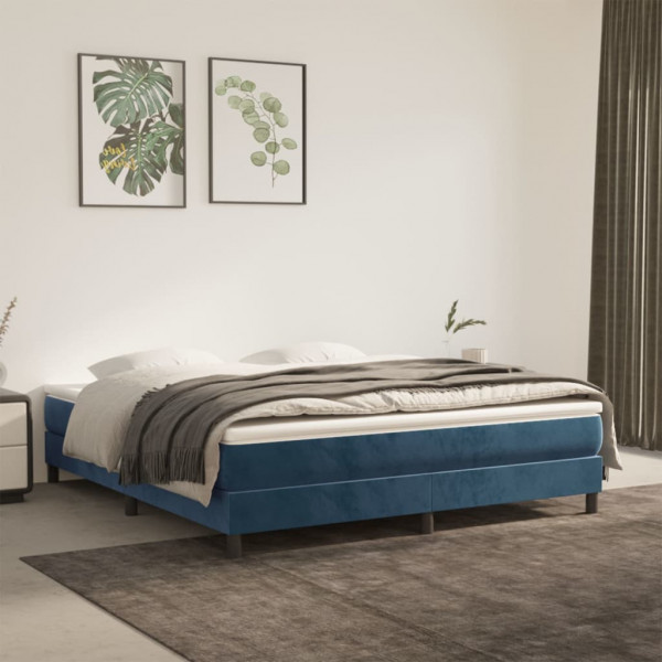 Estructura de cama box spring terciopelo azul oscuro 180x200 cm D