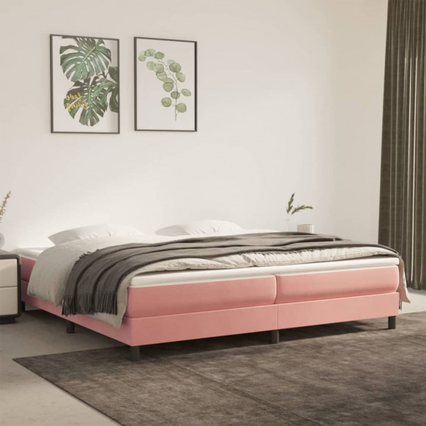 Estrutura de cama box de veludo rosa 200x200 cm D