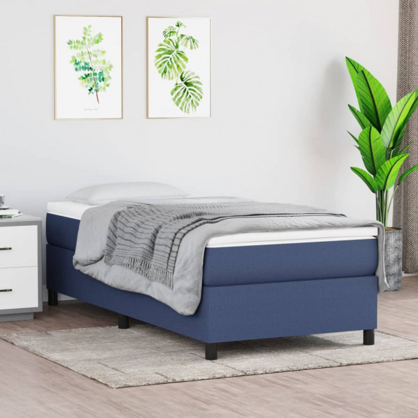 Estructura de cama box spring tela azul 90x200 cm D
