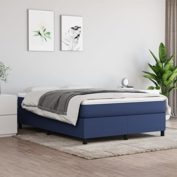 Estructura de cama box spring tela azul 140x190 cm D
