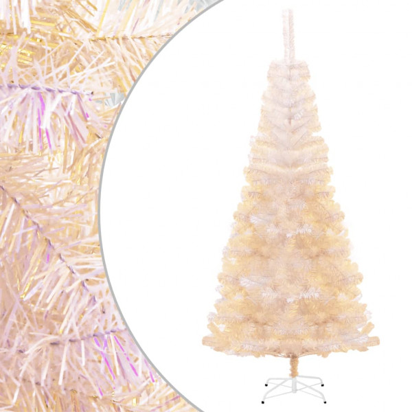 Árbol Navidad artificial puntas iridiscentes PVC blanco 210 cm D