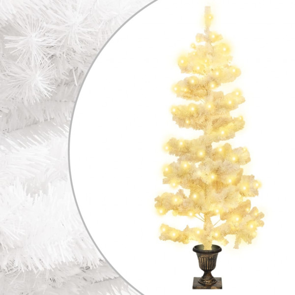 Árbol de Navidad en espiral con luces y macetero blanco 120 cm D