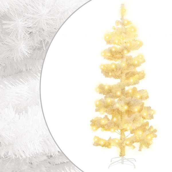 Árbol de Navidad en espiral con luces y soporte blanco 150 cm D