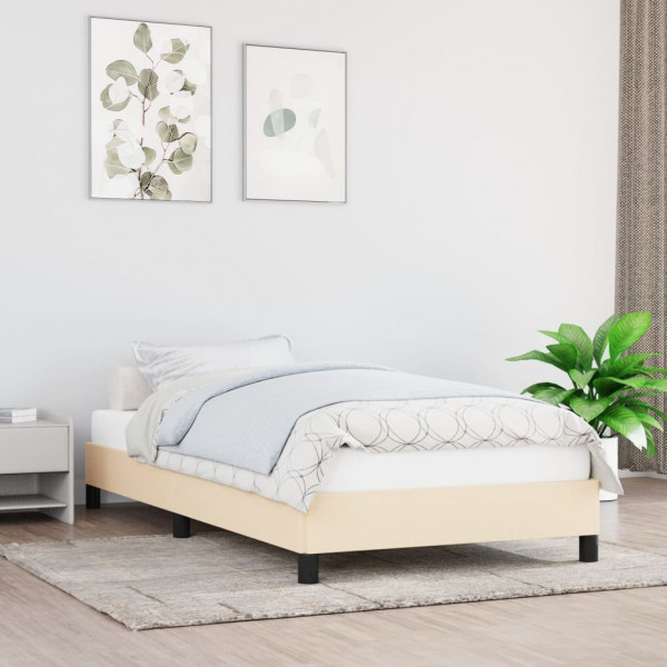 Estructura de cama de tela color crema 90x200 cm D